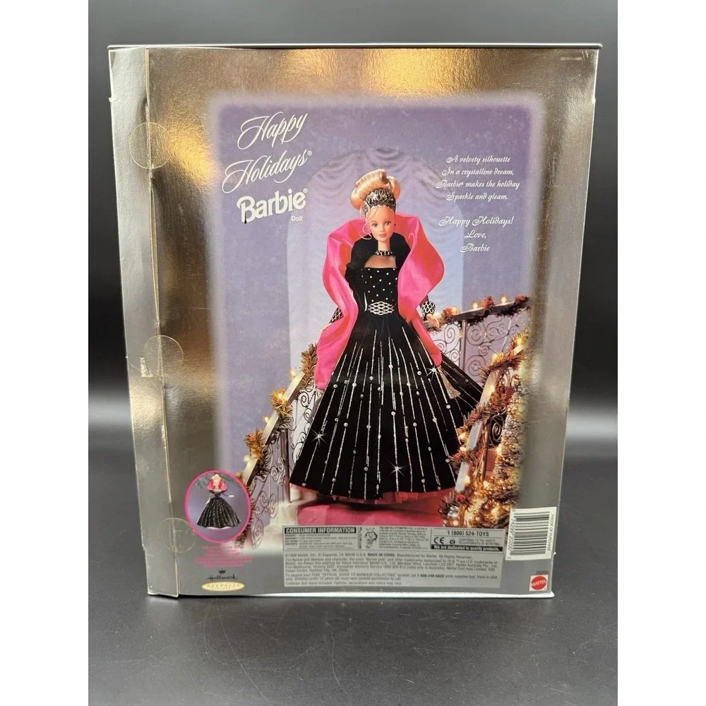 1998 Happy Holidays Barbie Doll Black Gown NEW Box Wear Doll‎ Stand Included